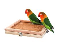 Perchoir en Bois Naturel pour Oiseaux, Plateforme pour Perroquets, Accessoire pour Cage, Adapté aux Perruches, Calopsittes, Inséparables et Petits Oiseaux - 20 × 20 cm