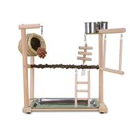 Perchoir en bois pour perroquets avec support pour cage à oiseaux
