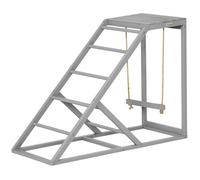 PawHut Perchoir en Bois pour Poule, Aire de Jeux en Bois pour Poules avec balançoire, échelle, Plateforme, Zone Naturelle pour Les Poules, 96 x 40 x 71 cm, Gris