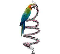 Perchoir en corde spirale pour oiseaux, balançoire en coton pour perroquet, jouet d'escalade sur pied avec clochette (grand modèle 200 cm)