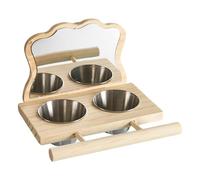 Perchoir Miroir pour Perroquet - Accessoire de Cage à mâcher, Jouet de réflexion Stimulant, Barre de Repos Stable, 16,5 x 12,2 x 8,5 cm, Tasse d'alimentation Amusante, Configuration de Compagnon