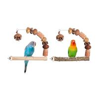 Perchoir multifonction pour perroquets en bois naturel - Support d'exercice pour cage à oiseaux - Jouet à mâcher