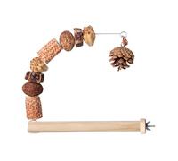 Perchoir multifonction pour perroquets en bois naturel - Support d'exercice pour cage à oiseaux - Jouet à mâcher