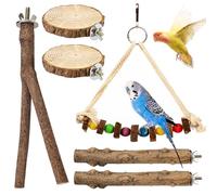 Perchoir Perroquet en Bois Naturel, 6 Pièces Perchoir Oiseaux Jouet Perroquet pour Accessoires de Cage à Oiseaux Canari Perruche