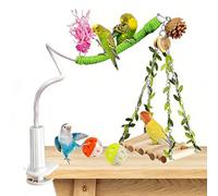 Perchoir pour cage à oiseaux | Balançoire flexible pour l'activité, avec clip pour perruches, canaris, pinsons, inséparables, salon, jardin, animaleries et cages d'élevage