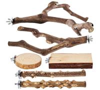 Perchoir pour cage à oiseaux - Bâton à mâcher naturel en bois - Branches d'activité - Escalade structurée, repos, accessoire d'aire de jeux, enrichissement, exercice, divertissement, rongeur, meulage
