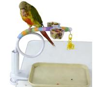 Perchoir pour calopsitte | avec bol alimentaire à clipser | Perchoir à oiseaux pour perroquet - pour calopsitte, inséparable, perruche, pinson, debout pour s'entraîner à l'ennui