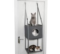 Perchoir pour chat à suspendre à la porte - Hamac portable avec tissu en maille, installation sans outils | Lieux de repos surélevés confortables, meubles d'intérieur pour chat pour bronzer, faire la