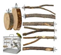 Perchoir pour Oiseaux 8 Morceaux de Bois Naturel à Mâcher et Balançoires