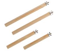 Perchoir pour Oiseaux de Compagnie 4 Pièces, Acier Inoxydable et Bois | Barre Fixe pour Cage Intérieure, Espace D’activité Élargi, Adapté aux Petits Oiseaux et Pinsons