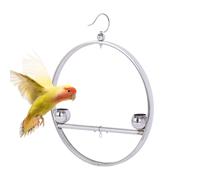 Perchoir pour Oiseaux d'Intérieur - Grille Circulaire Suspendue en Acier Inoxydable | Perchoir Circulaire D'Entraînement avec Crochet Et Coupelles,pour Cage Animaux, Intérieur, Extérieur,