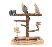 Perchoir Pour Oiseaux Perchoir Cage Pour Perroquets Avec Mangeoires | Accessoires en Bois pour Calopsittes, Inséparables, Perruches et Conures, Alimentation, Dressage et en Intérieur et