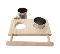 Perchoir pour oiseaux - Station d'alimentation en bois avec mangeoires d'eau | Support de gym pour perroquets, conures, perruches, pinsons, cacatos, macaques pour encourager l'activité