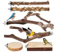 Perchoir pour Perroquet 6 Bâtons à Mâcher en Bois Naturel | Accessoires de Cage Perchoirs pour Perruches et Perroquets pour Ara, Calopsitte - Enrichissement, Exercice et