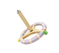 Perchoir rotatif en bois à mâcher avec cloches pour perruches, perroquets, corde en coton sécurisée, décoration de roue, conures, support de jeu interactif