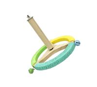 Perchoir rotatif en bois à mâcher avec clochettes pour perruches, perroquets, corde en coton sécurisée, décoration de roue, jouet à mâcher pour perroquet