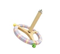 Perchoir rotatif en bois à mâcher avec clochettes pour perruches, perroquets, corde en coton sécurisée, roue d'exercice décorative, roue de gymnastique pour perroquet