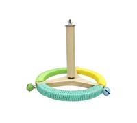 Perchoir rotatif en bois pour perroquets, perruches, calopsittes avec roue d'exercice antidérapante et cloches colorées