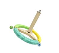 Perchoir rotatif interactif à mâcher pour oiseaux avec clochettes, roue d'exercice en bois et corde en coton pour cage Accessoires conures Support de jeu interactif