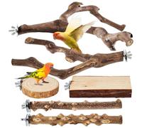 Perchoir sur Pied | 6 Pièces Jouets d'escalade en Bois Anti-Dérapants - Accessoires de Cage Perchoirs pour Perruches et Perroquets | pour l'Alimentation Le Jeu et l'exercice des Perroquets Perruches