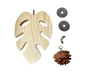 Perchoirs À Oiseaux - Perchoir À Oiseaux en Bois De 4,72 Pouces | Branche De Perrchoir Naturelle - en Forme De Feuille avec Pomme De Pin pour Perruches, Perruches, Calopsittes, Tourtereaux, Ex