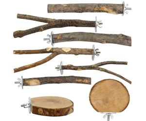 Perchoirs à oiseaux pour cage - 8 pièces à mâcher en bois naturel balançoire pour calopsitte - pour l'entraînement des juguetes, des chinchillas, des calopsittes et des fenêtres d'arbre