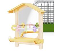 Perchoirs Oiseaux - Support Antidérapant, Miroir Perchoir en Bois Acrylique ABS 250G Poids Jouet de perruche | Aire de jeux pour perruche calopsitte hamac à mâcher pour jardin intérieur avec fenêtre