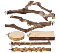 Perchoirs pour Cage À Oiseaux,6 Bâtons à Mâcher en Bois Naturel,Perchoirs en Bois pour Cage de Perruche | pour l'Alimentation Le Jeu et l'exercice des Perroquets Perruches