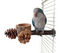 Perchoirs pour Oiseaux de Cage | 2-en-1 Jouet en Bois pour Mangeoire Et Cage pour Oiseaux,Bol À Perchoir Jouet Et Mangeoire pour Conure,pour Alimentation Dressage Jeu Mastication Éveil pour Ca