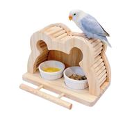 Perchoirs pour perroquets | Mangeoire en céramique résistante aux éclaboussures | Perchoir en Bois suspendable pour Perroquet | pour Recherche entraînement mâchonnement Jeux calopsitte Conure