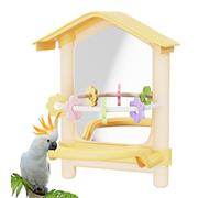 Perchoirs pour perruches avec Miroir - Jouet réfléchissant à Suspendre, décoration Interactive pour Oiseaux, Accessoire de Terrain de Jeu à mâcher, Fixation de Cage décorative avec Accent |