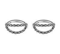 Percing au Nez Anneau Acier Chirurgical, 2pcs 16G Anneau Segment Conch Lèvre Cartilage pour Femmes Hommes Motif peau de serpent, Style 1 - Argent, 1.2x8mm