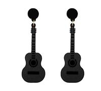Percing Oreille d'oreilles guitare pour hommes femmes d'oreilles acrylique rose bleu noir cadeau pour mélomane Boucle D Oreille Anneau (Black, One Size)