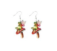 Percing Oreille d'oreilles lapin de Pâques printemps été en bois grenouille lune fleur d'oreilles amusantes Boucle Doreille Homme (C, One Size)