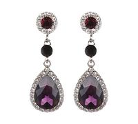 Percing Oreille d'oreilles pendantes d'oreilles à la mode Mesdames en alliage de cristal rouge pour dames Boucle D'Oreille Acier Chirurgical (Purple, One Size)