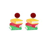 Percing Oreille d'oreilles pour la fête des enseignants, d'oreilles avec livre crayon d'amour, lettres arc-en-, Style européen et américain pour femmes Attache Boucle D'Oreille (C, One Size)