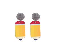 Percing Oreille d'oreilles pour la fête des enseignants, d'oreilles avec livre crayon d'amour, lettres arc-en-, Style européen et américain pour femmes Attache Boucle D'Oreille (D, One Size)
