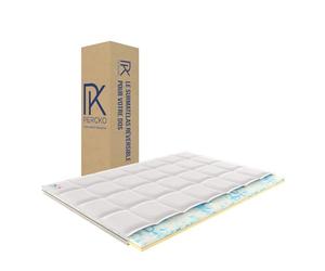 PERCKO - Surmatelas Réversible - Soulage Le Mal de Dos - Double Face pour Confort Personnalisé - Soutien Ergonomique - 3 Couches - 180x200cm - Blanc