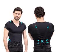 PERCKO - T-Shirt Discret pour Homme - Technologie Brevetée - Soulage le Mal de Dos - Manches Courtes - Col V - Noir - Taille H1 P4