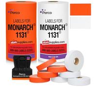 Perco Étiquettes de prix blanches et rouges pour pistolet de prix Monarch 1131 - Une pochette blanche et une pochette rouge - 2 manchons, 16 rouleaux combo pack - 40 000 étiquettes de marquage de prix