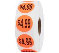 Perco Lot de 1 000 étiquettes perforées rouges fluorescentes de 2,5 cm - Idéal pour les vitrines, le commerce de détail, les marchés aux puces, le marquage des remises, les liquidations - Fabriqué aux
