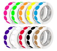 Perco Lot de 10 rouleaux d'autocollants ronds perforés de 2,5 cm - Lot de 10 rouleaux multicolores, 10 000 autocollants ronds - avec adhésif permanent pour code couleur, vente de garage, travaux