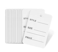 Perco Lot de 1000 étiquettes en papier blanc non cordées - Taille, style et prix pour vêtements, bijoux, accessoires et autres articles de bobine, 32 x 48 mm