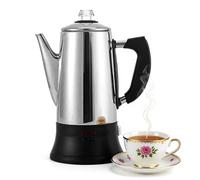 Percolateur à café électrique en acier inoxydable avec base rotative à 360°, indicateur de chauffage, capacité de 1,8 l pour café, thé, cacao et flocons d'avoine