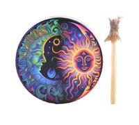 Percussion chamanique faite à la main avec cadre en bois, instrument de en cuir naturel, outil de voyage sonore cérémoniel, rythmes de rythme pour la méditation