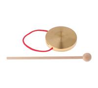 Percussion Hand Gong - Traditional Chinese Copper Gong For Kids | 12cm/4.7-Inch Miniature Brass ? With Wooden Mallet & Red Hanging String | For Home, Office Celebration & Meditation