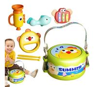Percussion Instrument Music Drum, 6 Pieces Educational Kids Drum, ABS Preschool Musical Toys, Early Learning Instruments for Birthday, New Year, Christmas, Easter, 19x18x11.5cm
