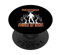 Percussionniste de Day Zombie by Night Funny Halloween Music PopSockets PopGrip Adhésif