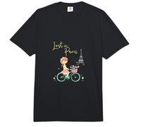 Perdu à Paris Mignon Paris Vélo Fille Tour Eiffel Romantique Comfort Colors Adult Heavyweight T-Shirt