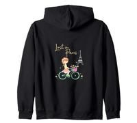 Perdu à Paris Mignon Paris Vélo Fille Tour Eiffel Romantique Sweat à Capuche